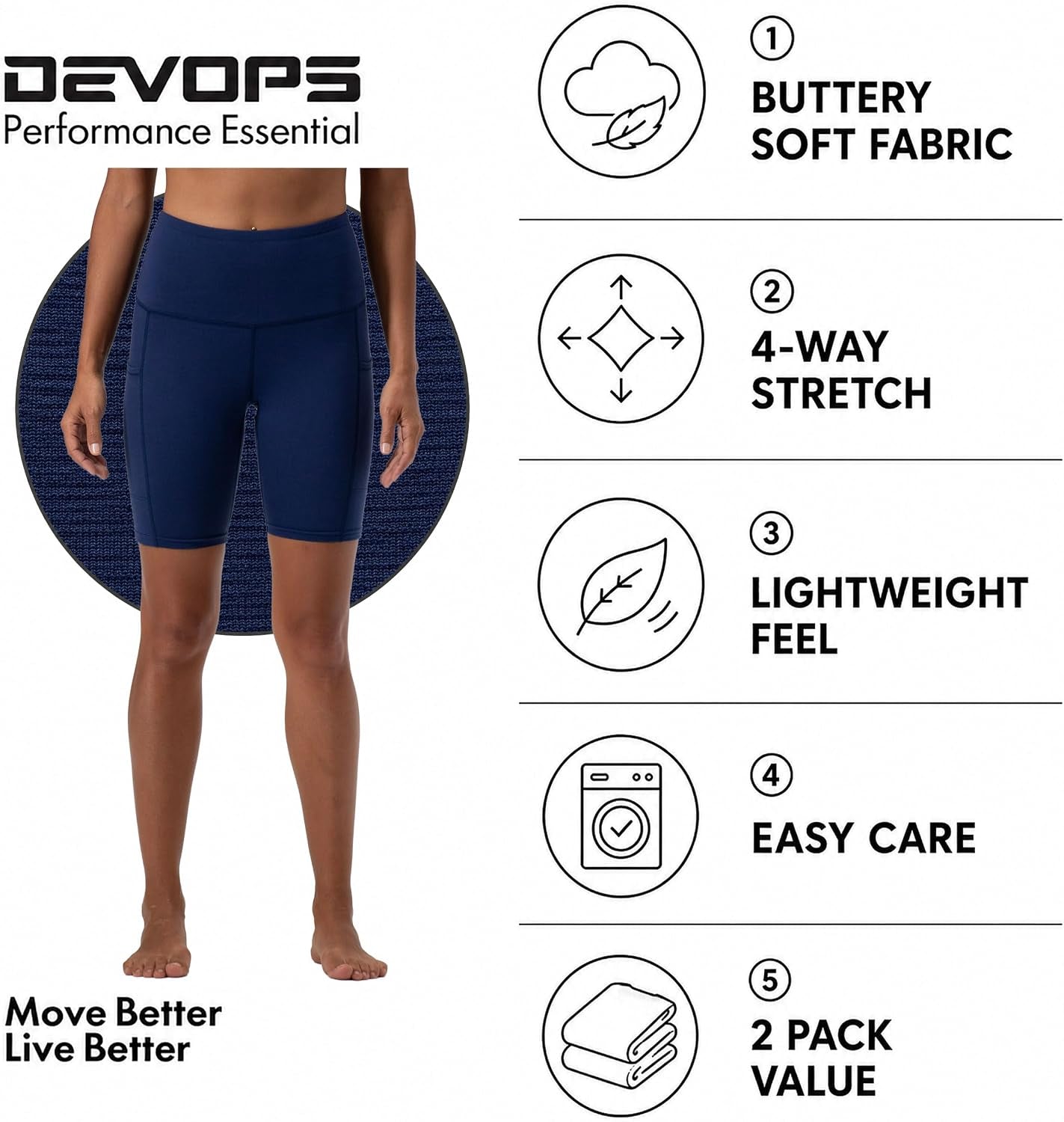 2 Pack Women'S 8" Biker Shorts High Waist Yoga Workout with Pockets | Athletic Compression Fit, Functional Side Pockets, 4-Way Stretch Performance,Advanced Moisture Wicking